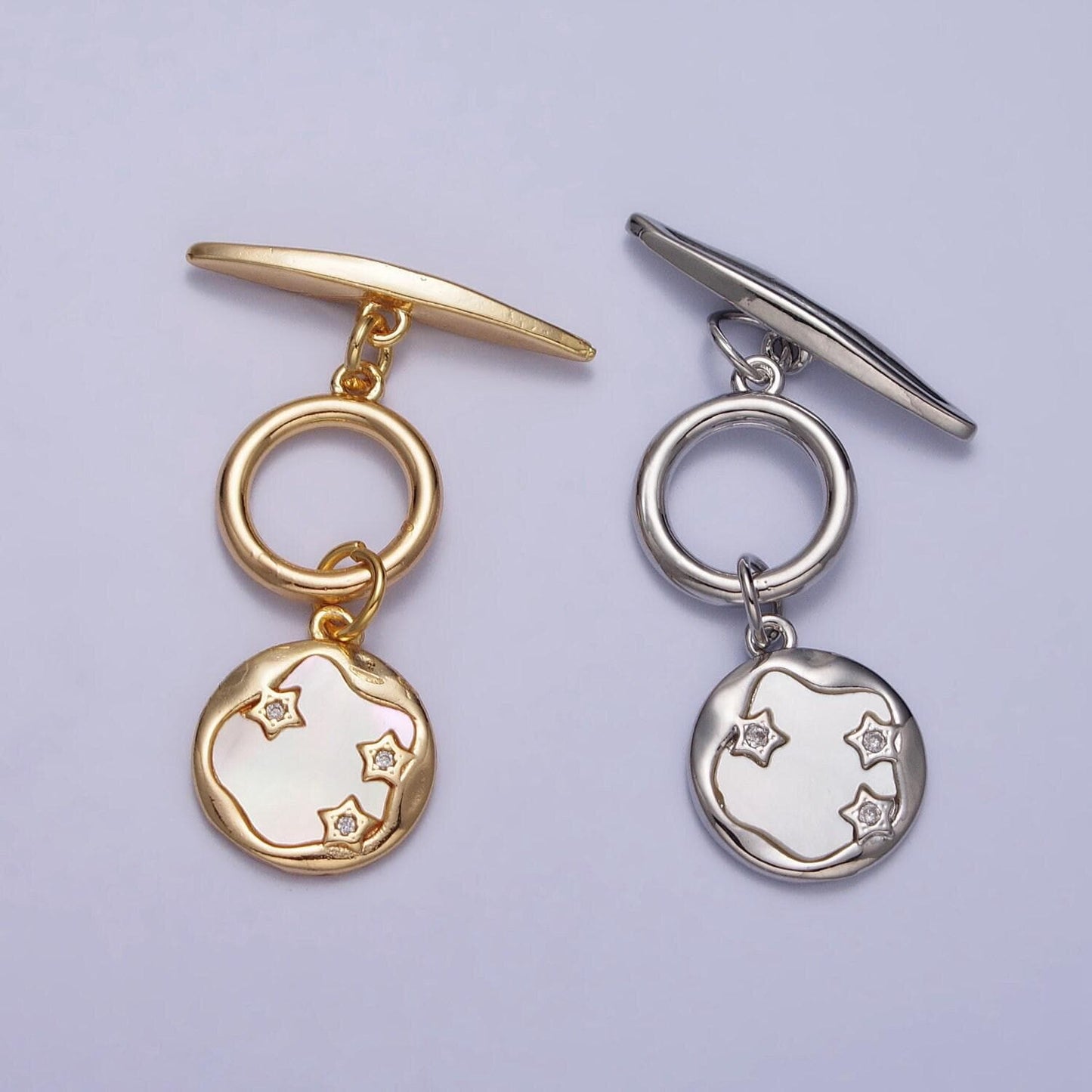 Gold star toggle clasp, shell pearl celestial toggle clasp fancy design ot clasp bulk supply for bracelet necklace component z060