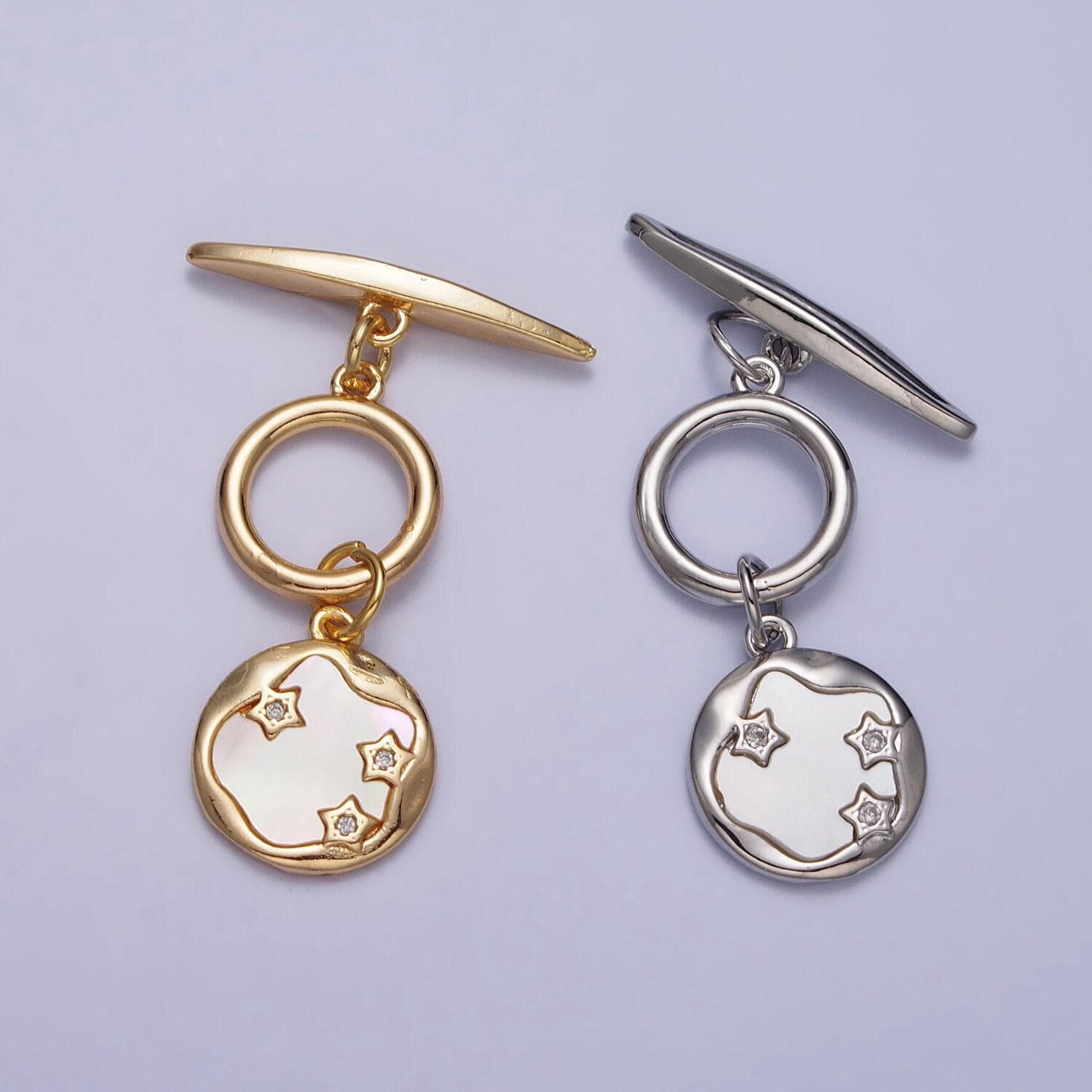 Gold star toggle clasp, shell pearl celestial toggle clasp fancy design ot clasp bulk supply for bracelet necklace component z060