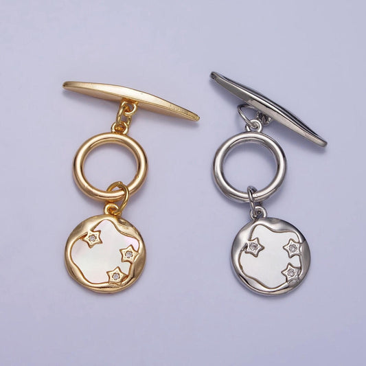 Gold star toggle clasp, shell pearl celestial toggle clasp fancy design ot clasp bulk supply for bracelet necklace component z060