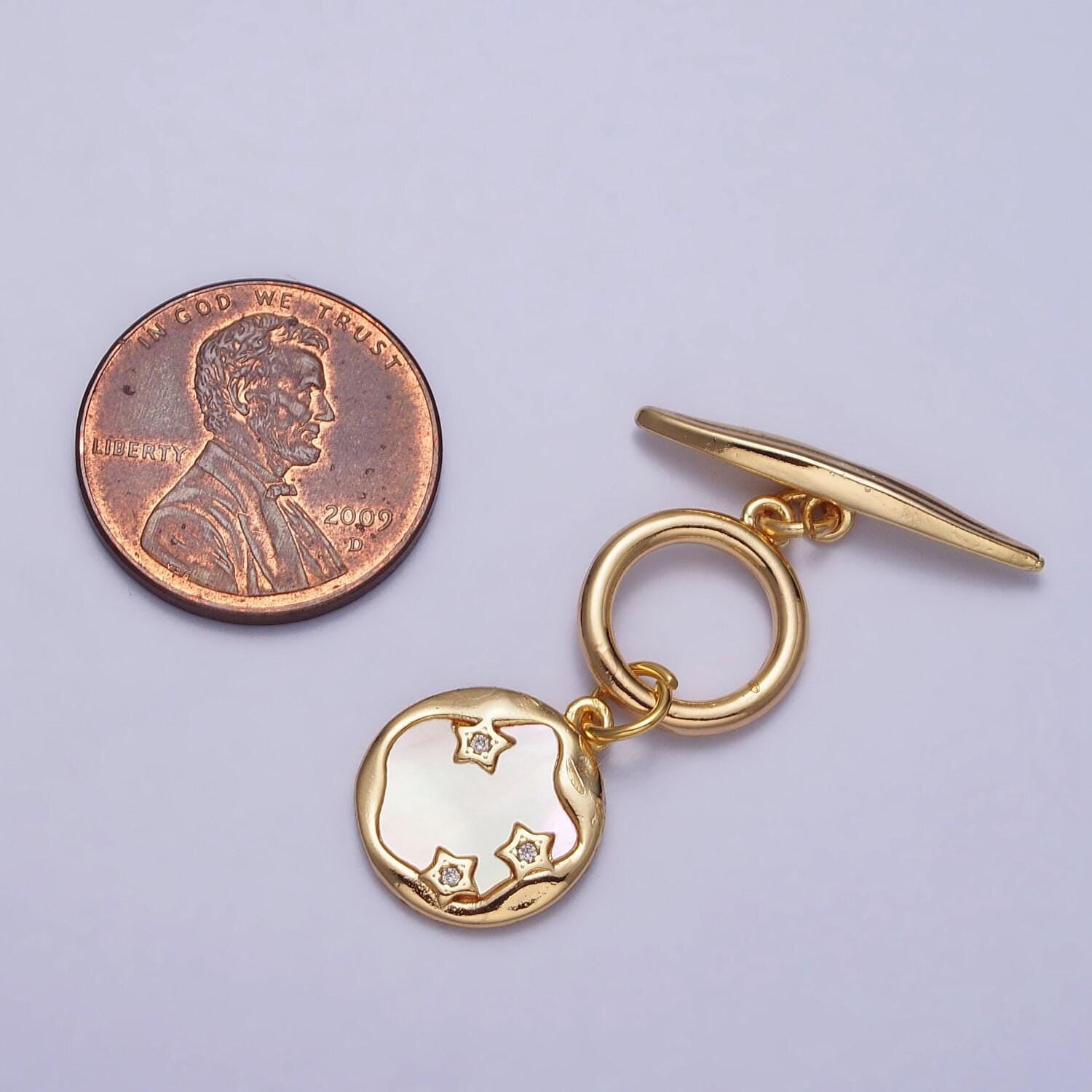 Gold star toggle clasp, shell pearl celestial toggle clasp fancy design ot clasp bulk supply for bracelet necklace component z060