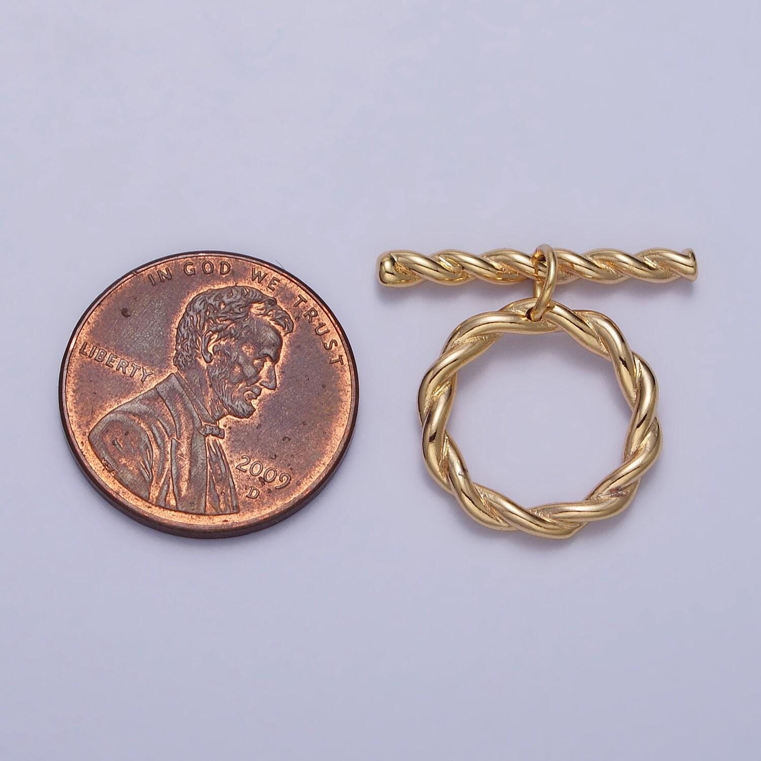 24k gold plated rope ot toggle clasps twisted end clasp for jewelry handmade making bracelet necklace bar fancy clasp z055