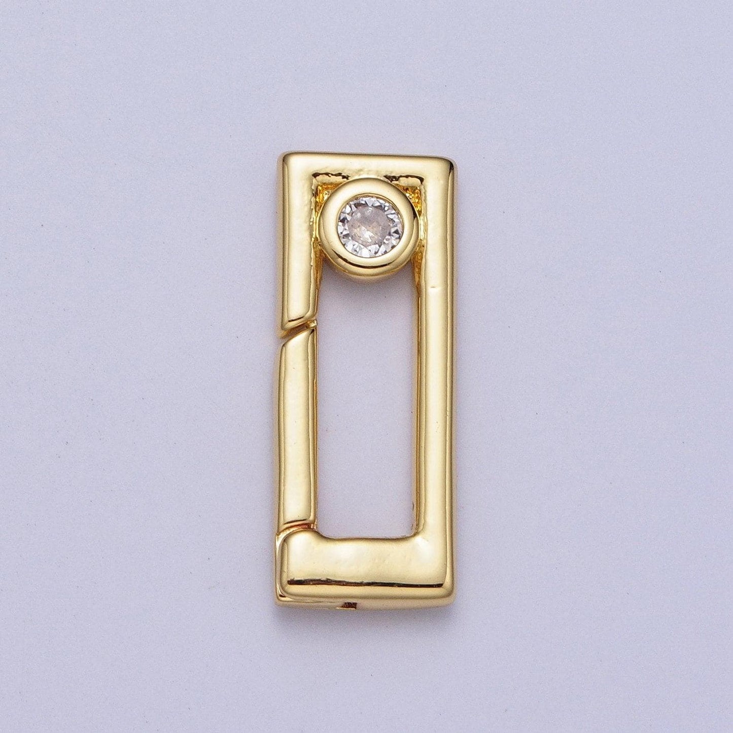 Small gold spring gate ring, push gate ring 20.3x7.8mm rectangle charm holder gold clasp for jewelry clasp z-030