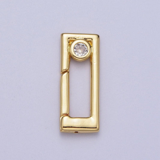 Small gold spring gate ring, push gate ring 20.3x7.8mm rectangle charm holder gold clasp for jewelry clasp z-030