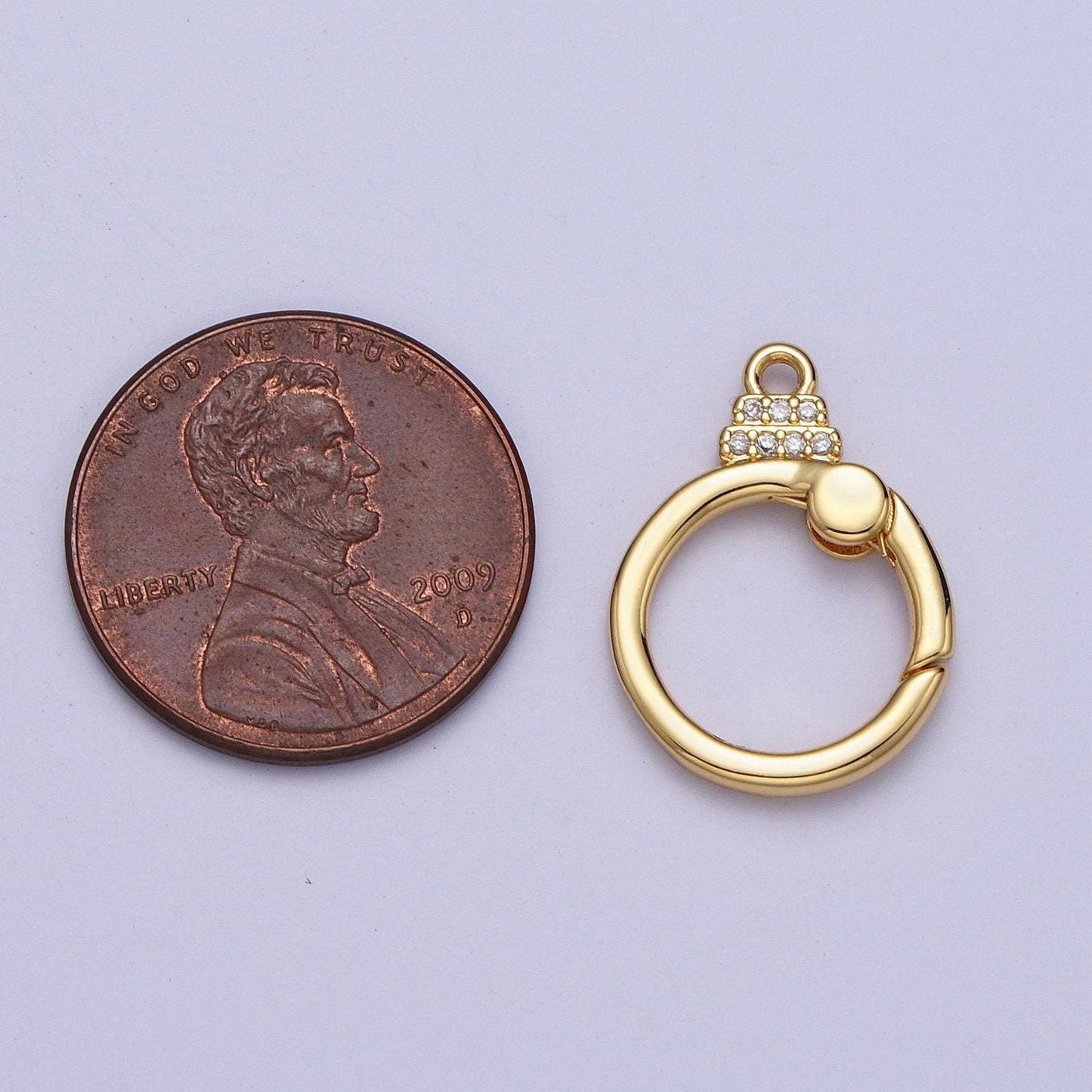 Cz gold spring gate, push gate ring 19mm round ring charm holder clasp for connector charm holder necklace component z-029