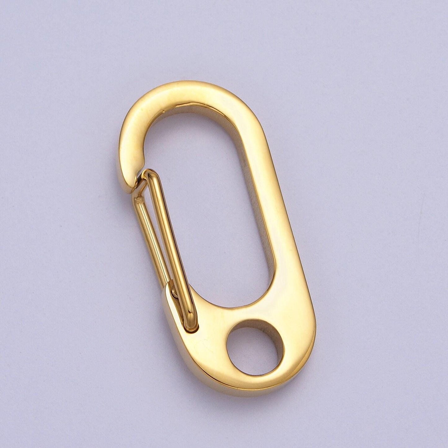 Oval gold push keychain clasps, spring clasp stainless steel purse strap, wallet dog leash, diy keychains, diy jewelry, long thick z011