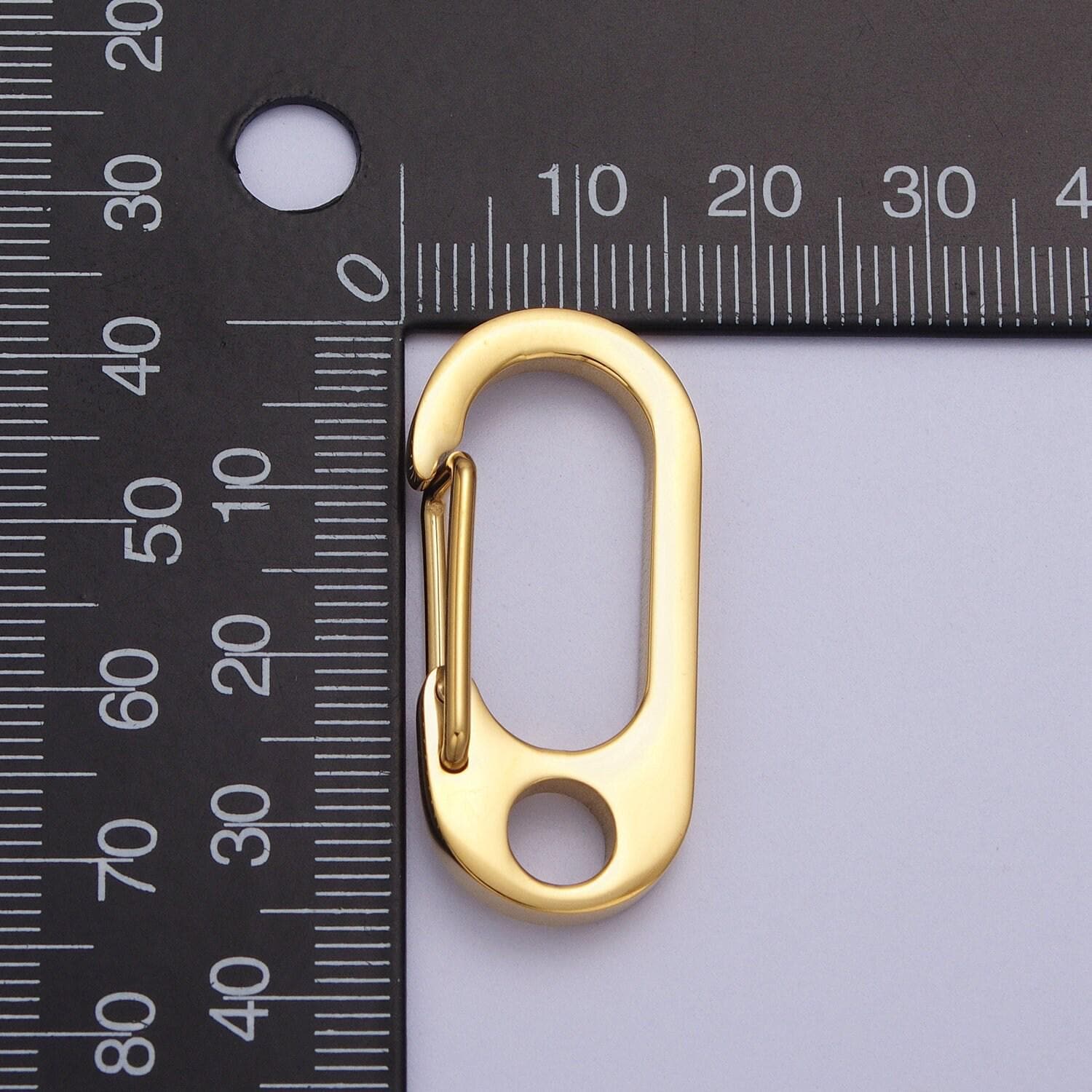 Oval gold push keychain clasps, spring clasp stainless steel purse strap, wallet dog leash, diy keychains, diy jewelry, long thick z011