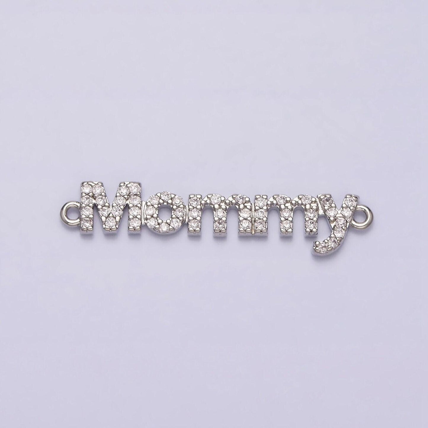 16k gold filled mommy charm connector micro paved cz link connector in gold & silver mother day gift idea | y-920