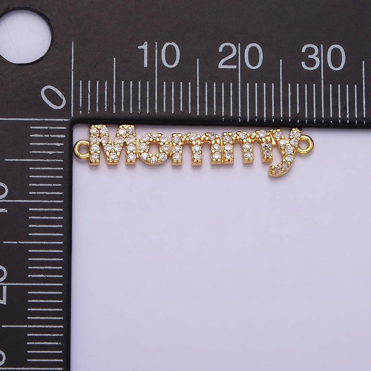 16k gold filled mommy charm connector micro paved cz link connector in gold & silver mother day gift idea | y-920