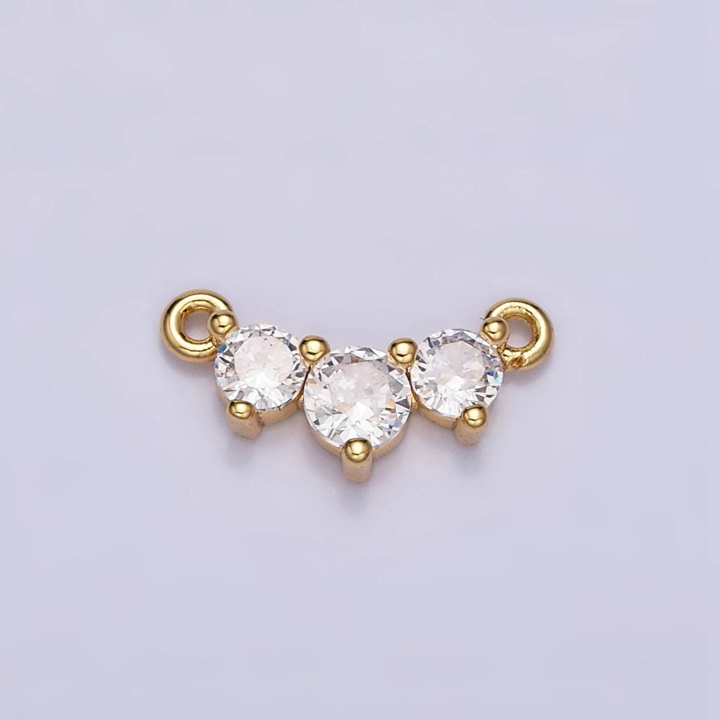 Clear dainty link charm connector pendant, dangle charm necklace link connector charms jewelry gold micro pave y-893