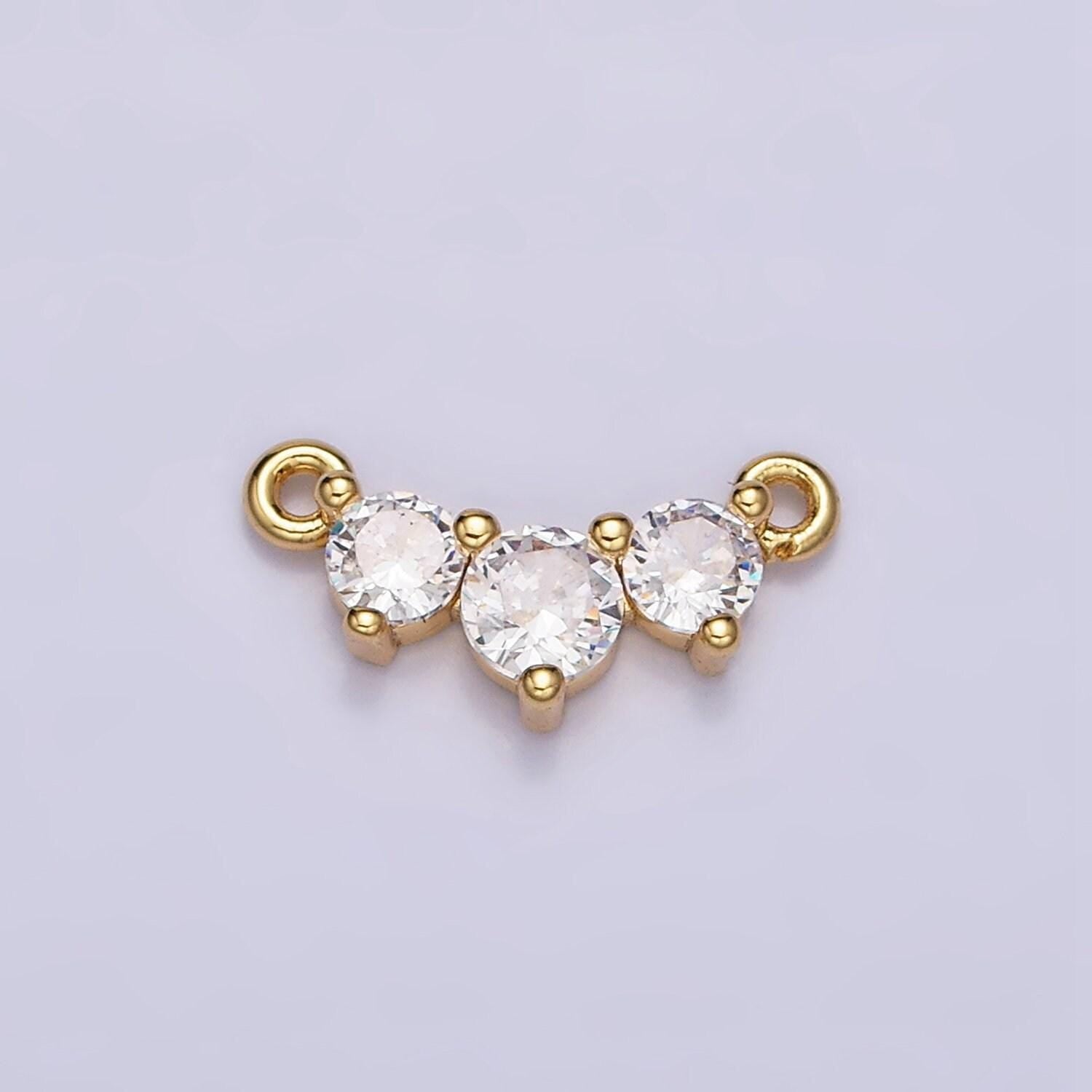 Clear dainty link charm connector pendant, dangle charm necklace link connector charms jewelry gold micro pave y-893