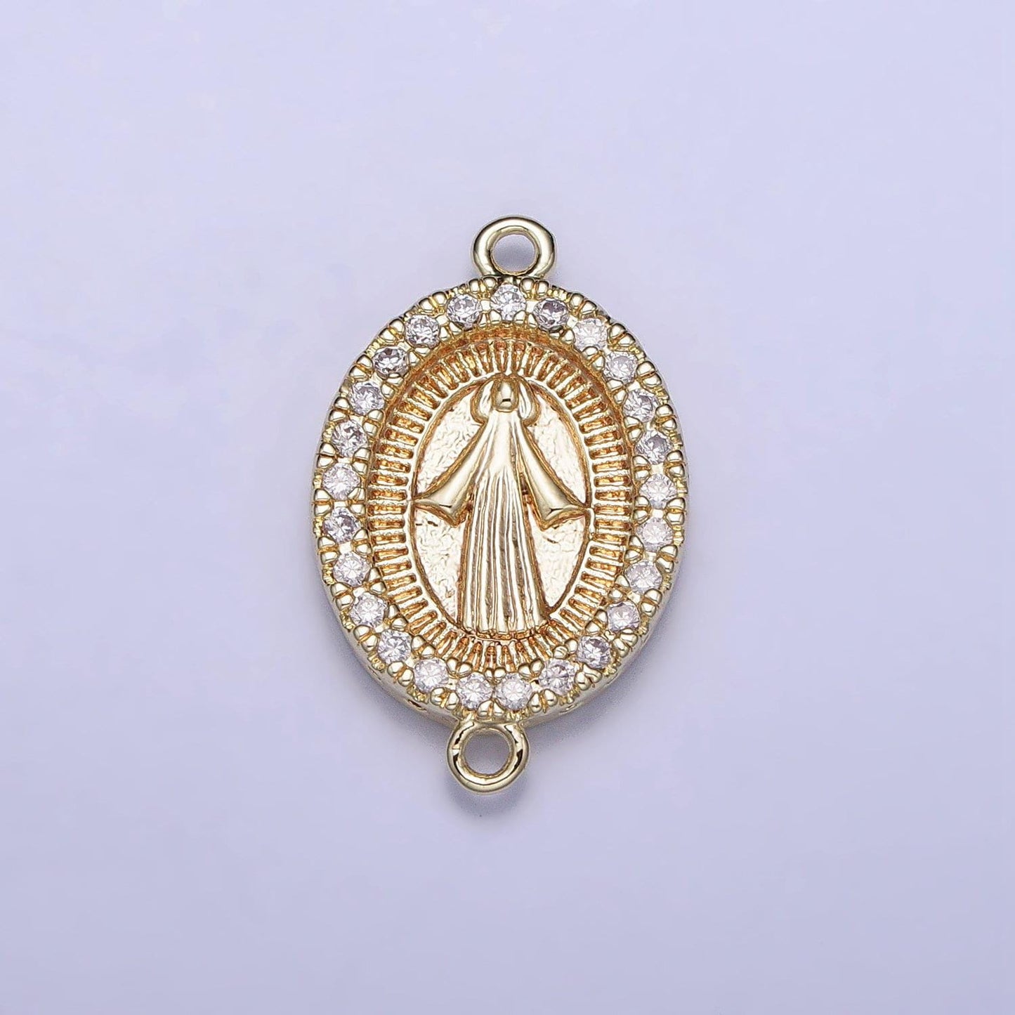 14k gold filled miraculous lady charm connector virgin mother mary rosary connector religious jewelry making supply y-883