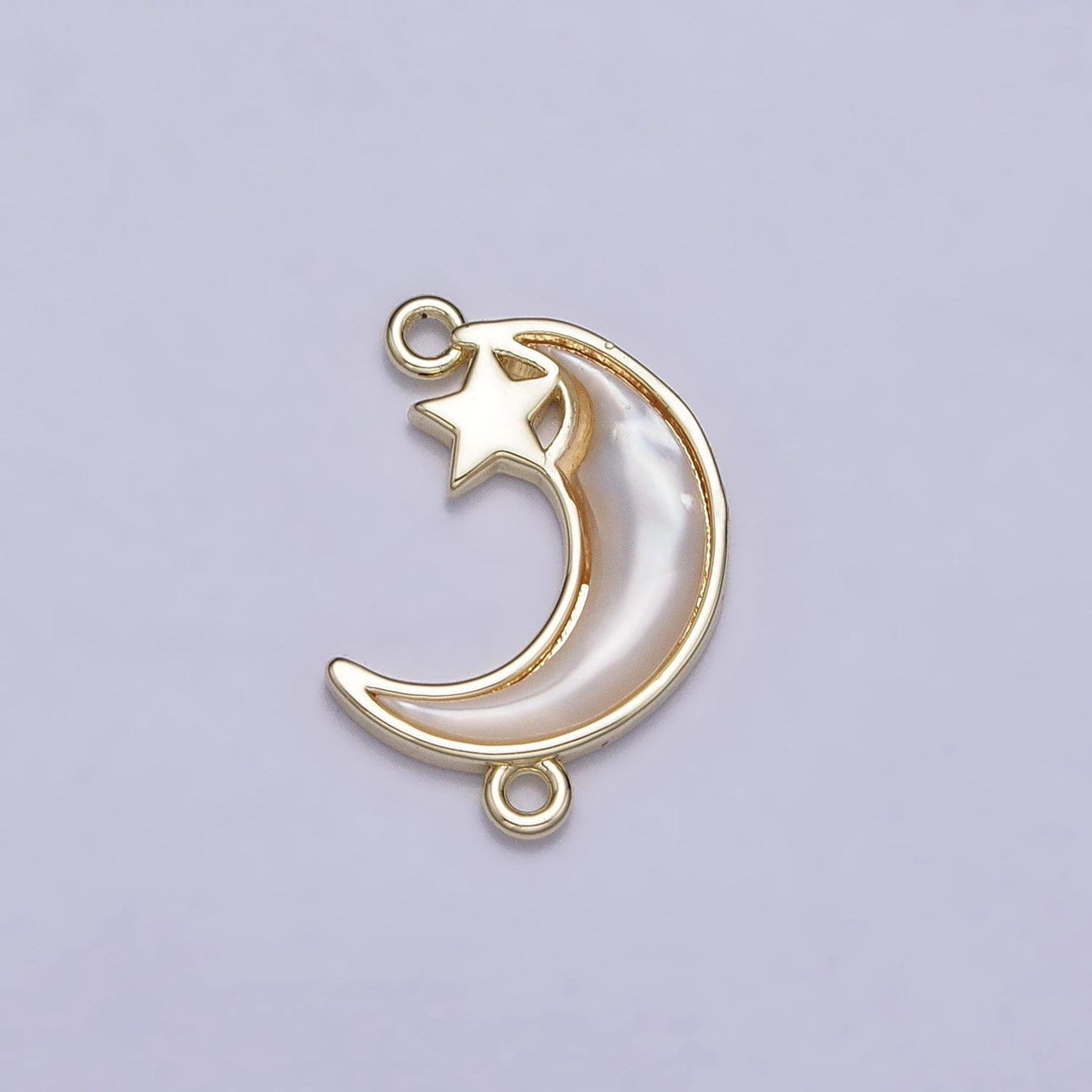 White pearl crescent moon charm connector gold filled star charm necklace celestial link connector for necklace bracelet component y-877