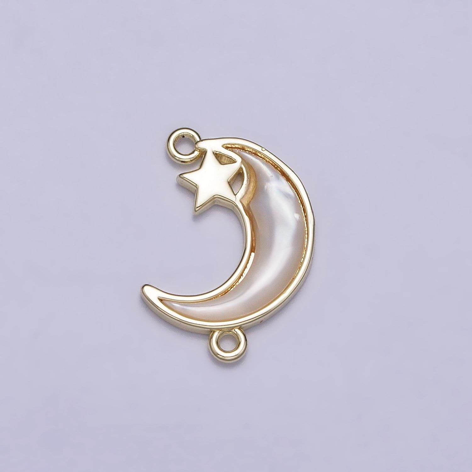 White pearl crescent moon charm connector gold filled star charm necklace celestial link connector for necklace bracelet component y-877