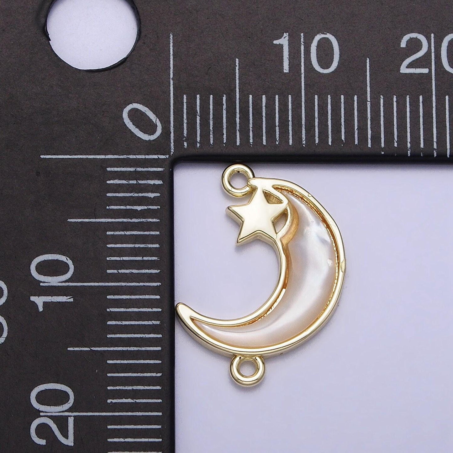 White pearl crescent moon charm connector gold filled star charm necklace celestial link connector for necklace bracelet component y-877
