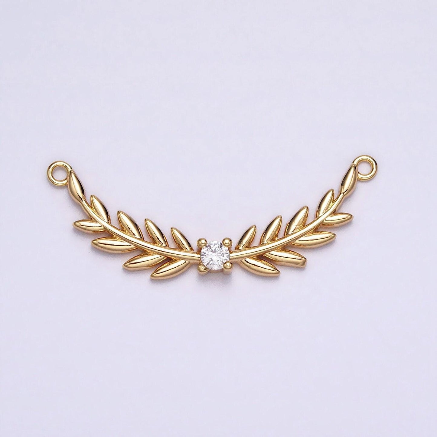 Mini gold, silver clear olive leaf wuth clear cubic zirconia link connector for necklace bracelet component | y-869