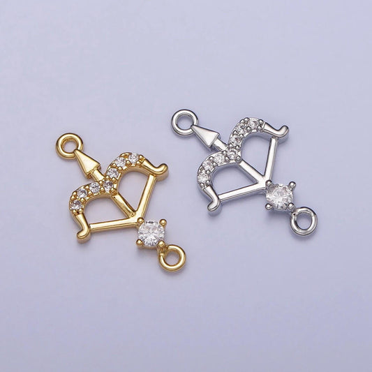 15x10mm gold cupid's arrow cz charm connector dainty link connector for necklaces bracelet earring jewelry supply sagittarius charm y-864