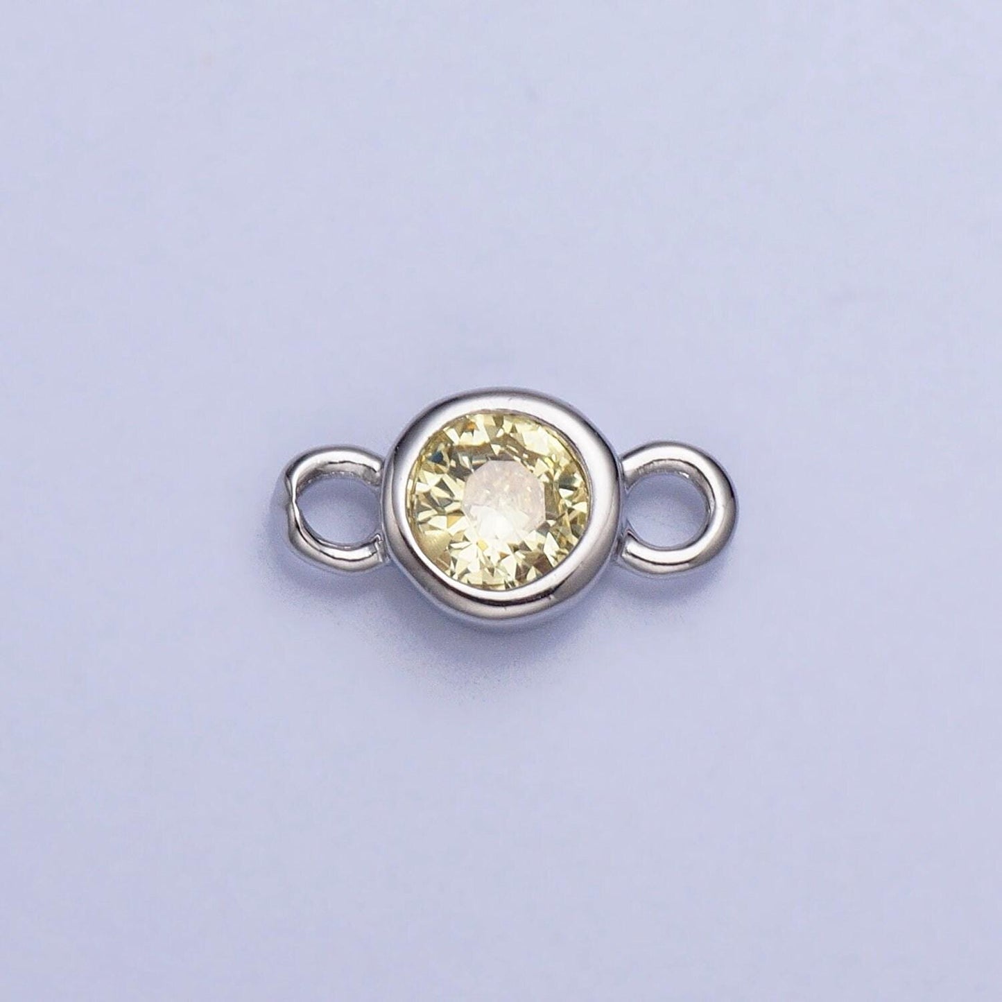 4mm silver bezel cut charm connectors cubic zirconia bezel charm for bracelet necklace supply in silver plated cz birthstone connectors