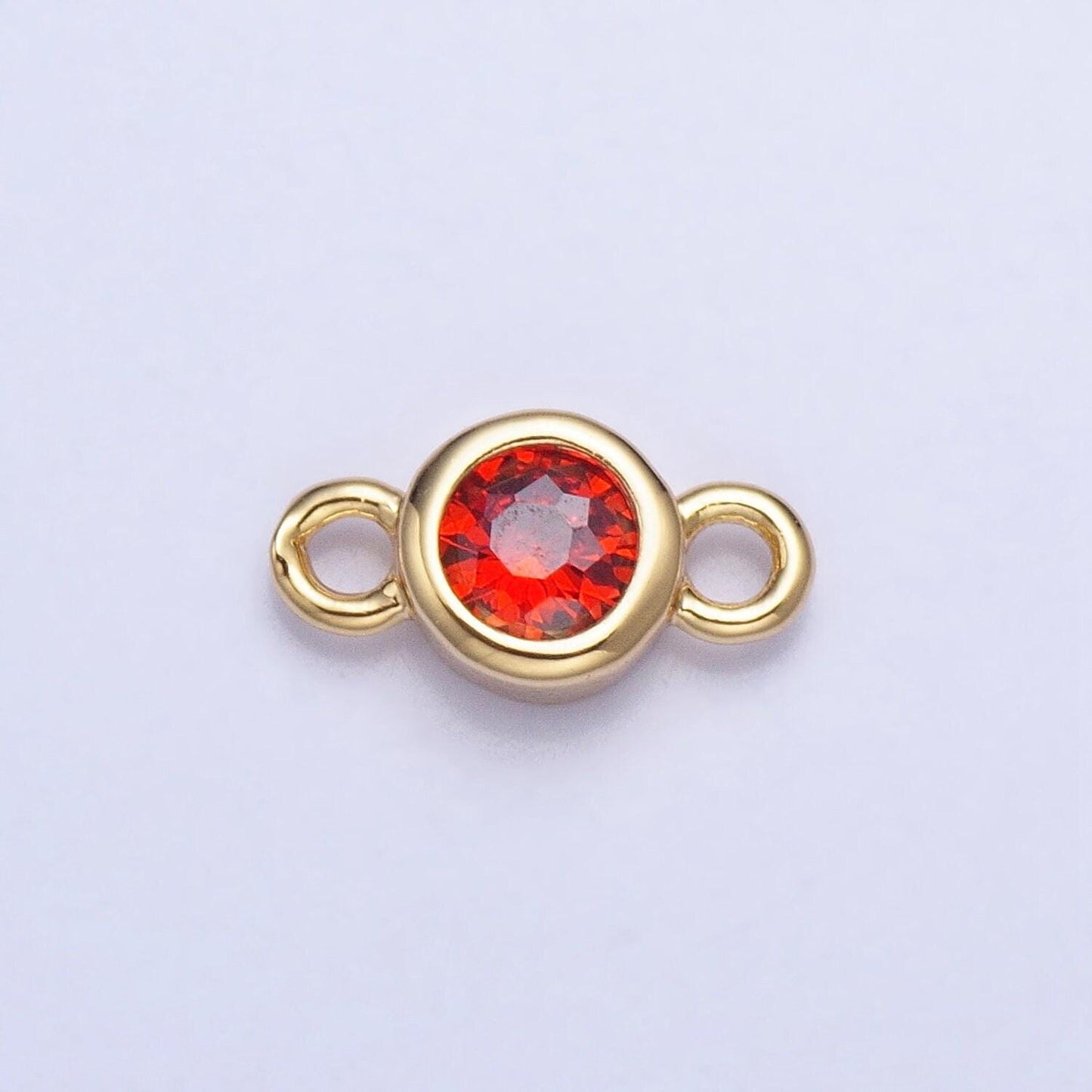 4mm gold bezel cut charm connectors cubic zirconia bezel charm for bracelet necklace supply in gold plated cz birthstone connectors