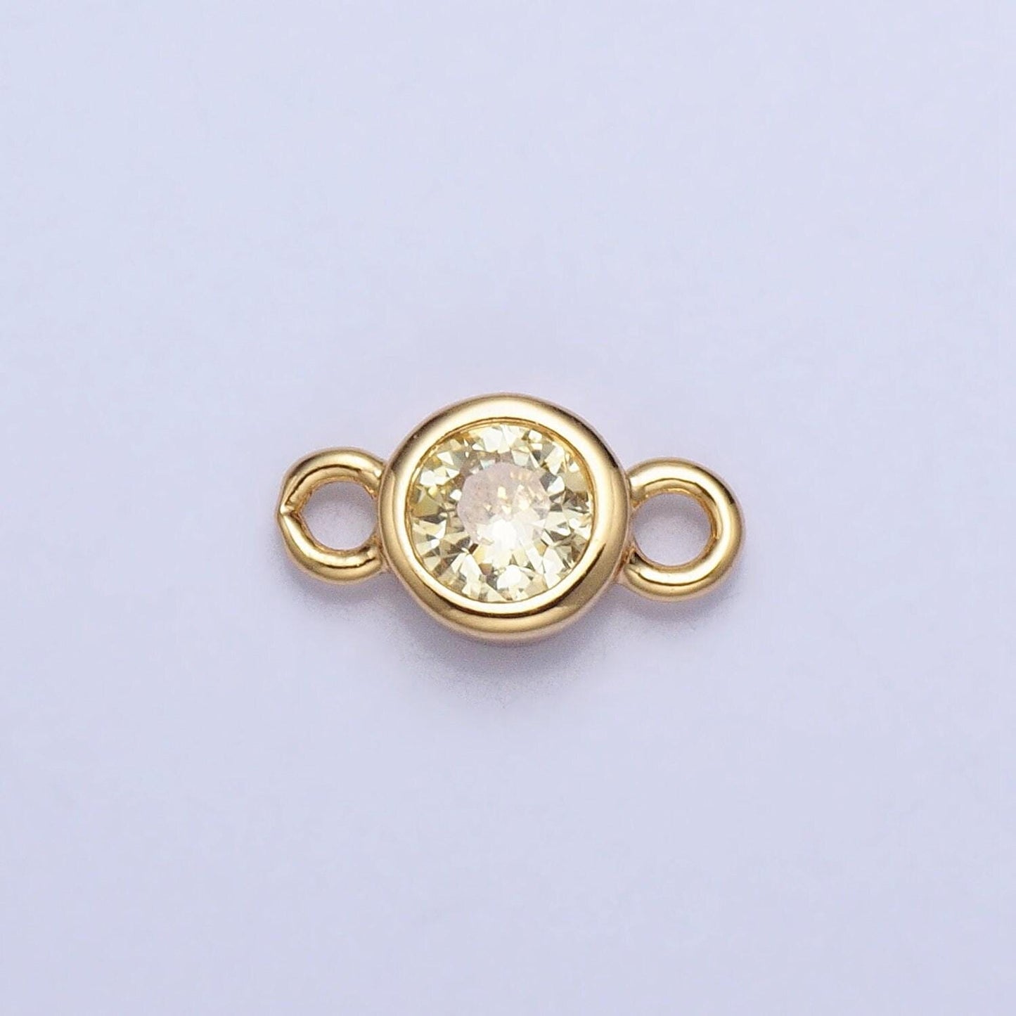 4mm gold bezel cut charm connectors cubic zirconia bezel charm for bracelet necklace supply in gold plated cz birthstone connectors