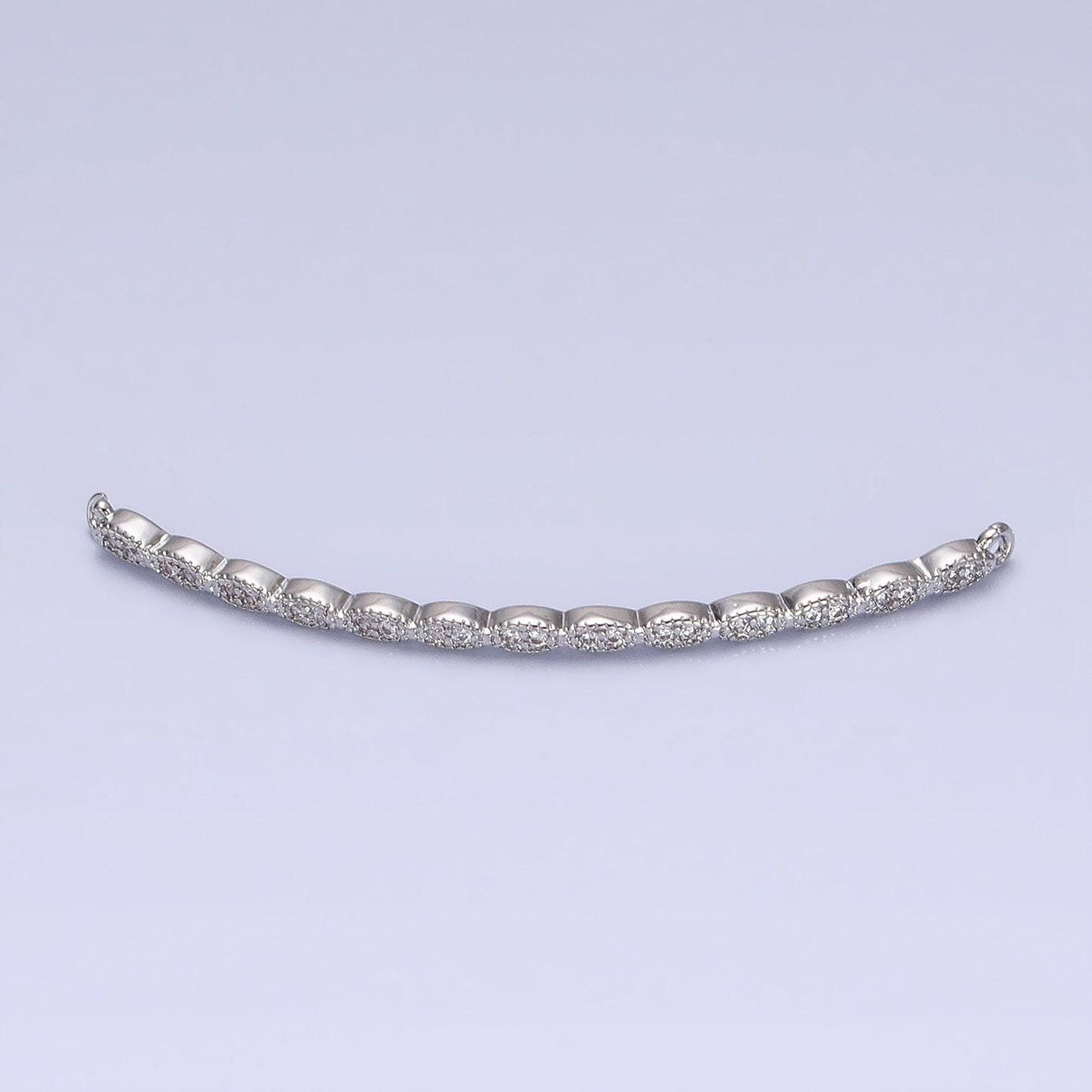 Marquise-shaped lined micro paved clear cz link connector in gold & silver | y-853