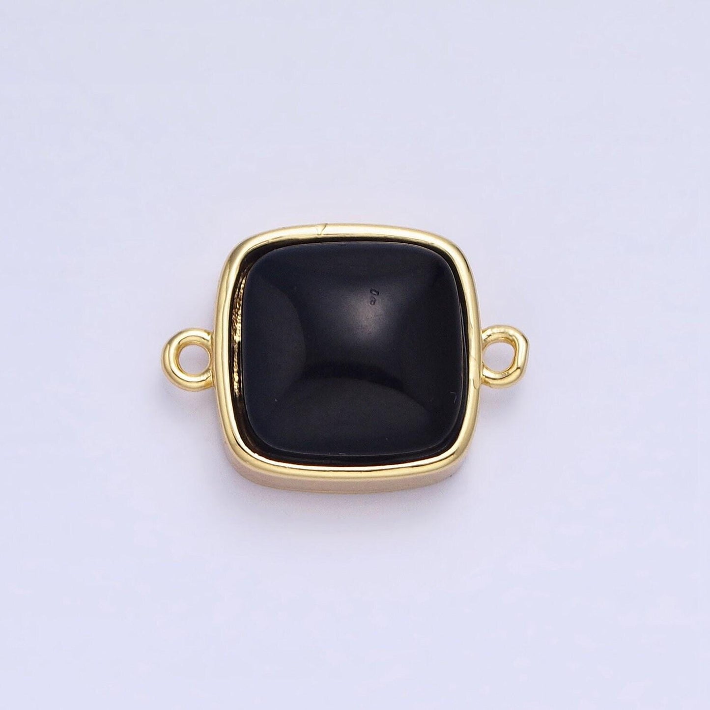 24k gold filled white moonstone, rose quartz, blue agate, tiger eye, amethyst, onyx square connector | y-834~y-837