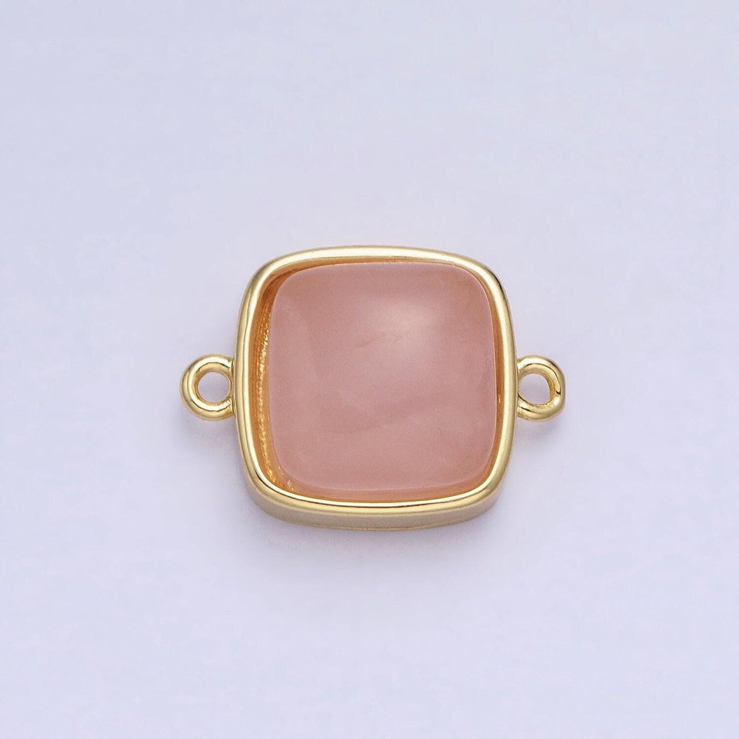 24k gold filled white moonstone, rose quartz, blue agate, tiger eye, amethyst, onyx square connector | y-834~y-837