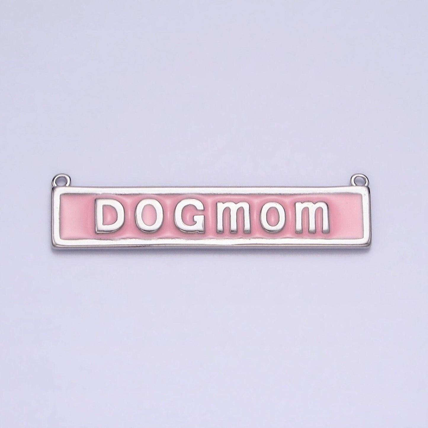 Gold filled dog mom charm connector for handmade necklace component gift for mommy grandma pet lovers in white pink enamel y-830~y-831