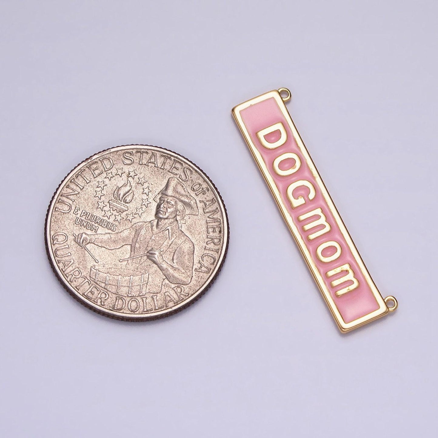 Gold filled dog mom charm connector for handmade necklace component gift for mommy grandma pet lovers in white pink enamel y-830~y-831