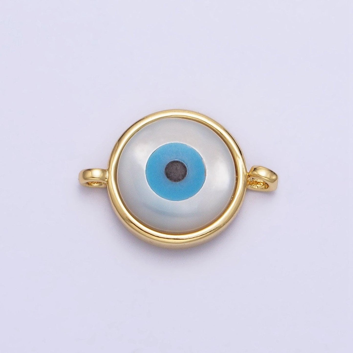 Mini gold evil eye charm connector with blue eye enamel link connector for amulet necklace bracelet earring component y-826
