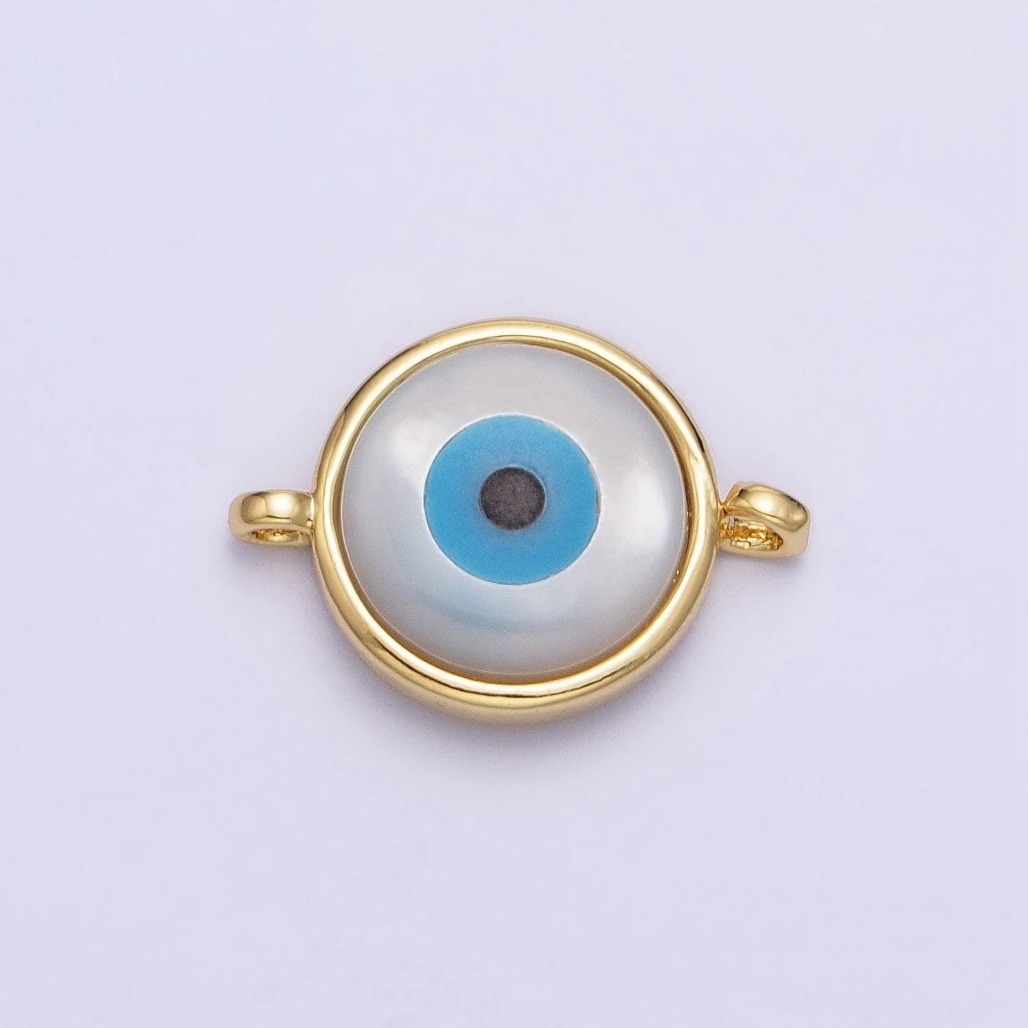 Mini gold evil eye charm connector with blue eye enamel link connector for amulet necklace bracelet earring component y-826