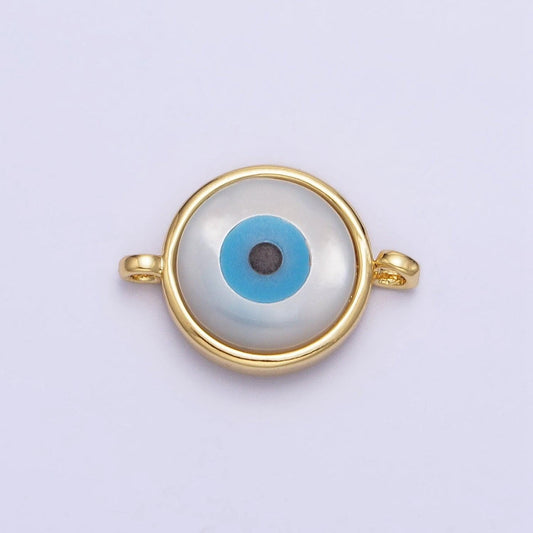 Mini gold evil eye charm connector with blue eye enamel link connector for amulet necklace bracelet earring component y-826