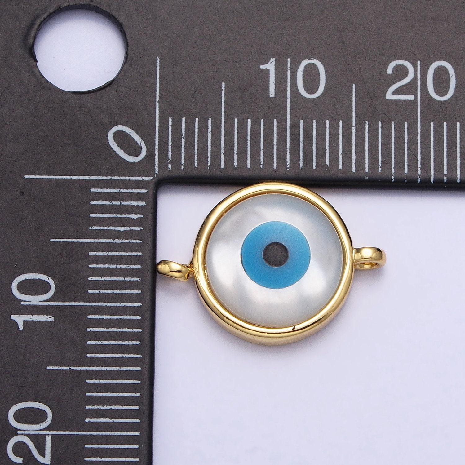 Mini gold evil eye charm connector with blue eye enamel link connector for amulet necklace bracelet earring component y-826