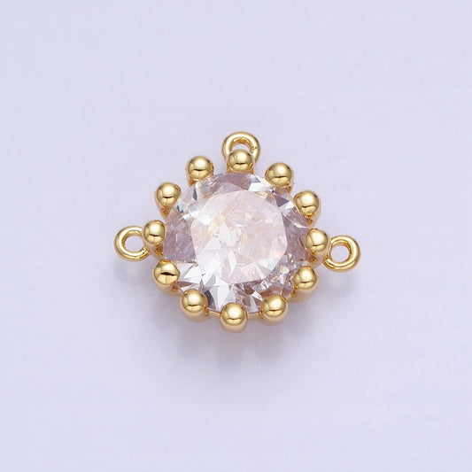 Mini clear 17mm round cz cubic zirconia dotted triple loop link connector | y-825