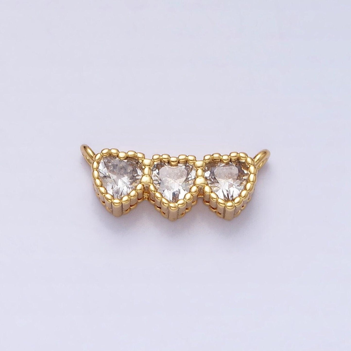 Dainty gold three little heart charm connector for bracelet necklace link connector jewelry making supply y-820