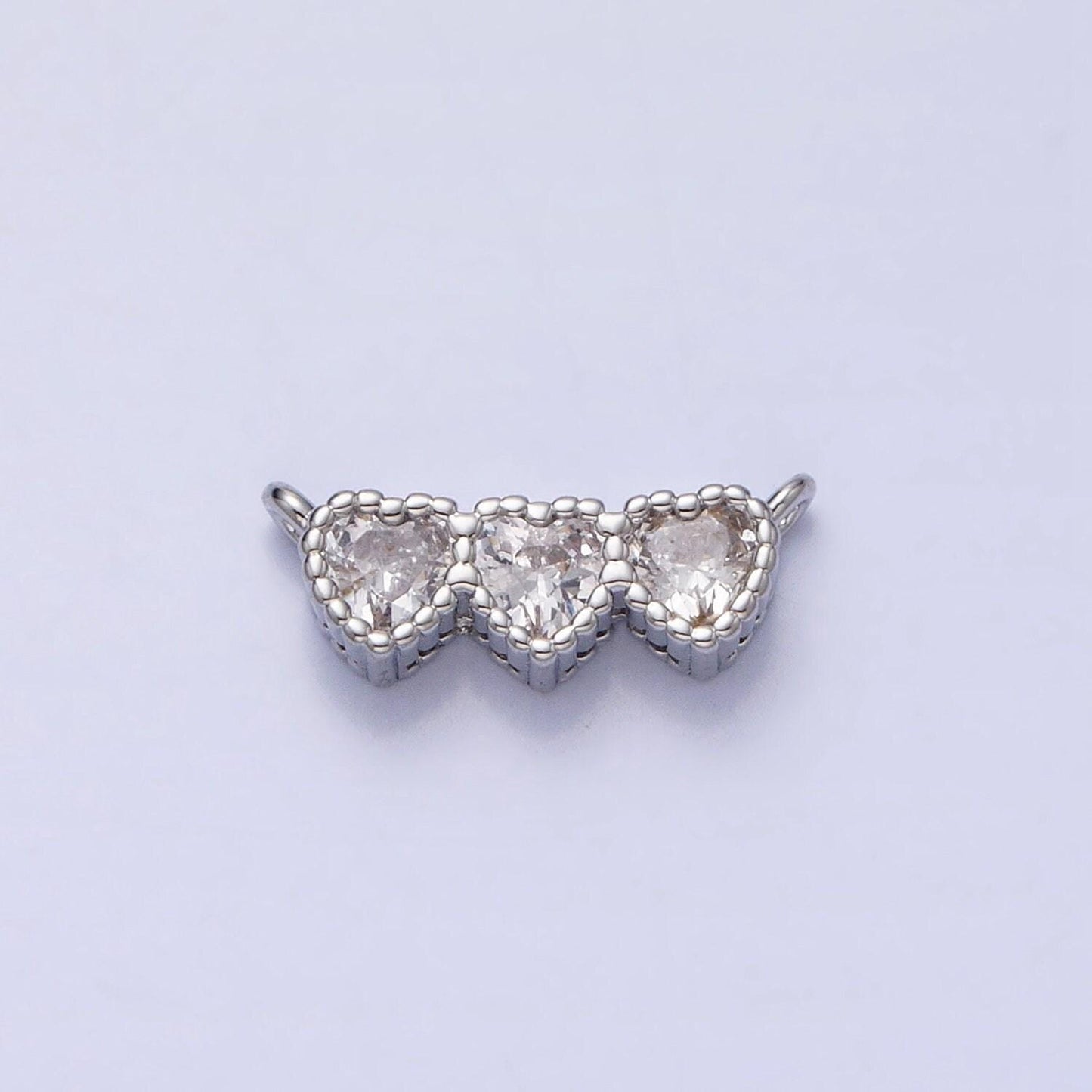 Dainty gold three little heart charm connector for bracelet necklace link connector jewelry making supply y-820