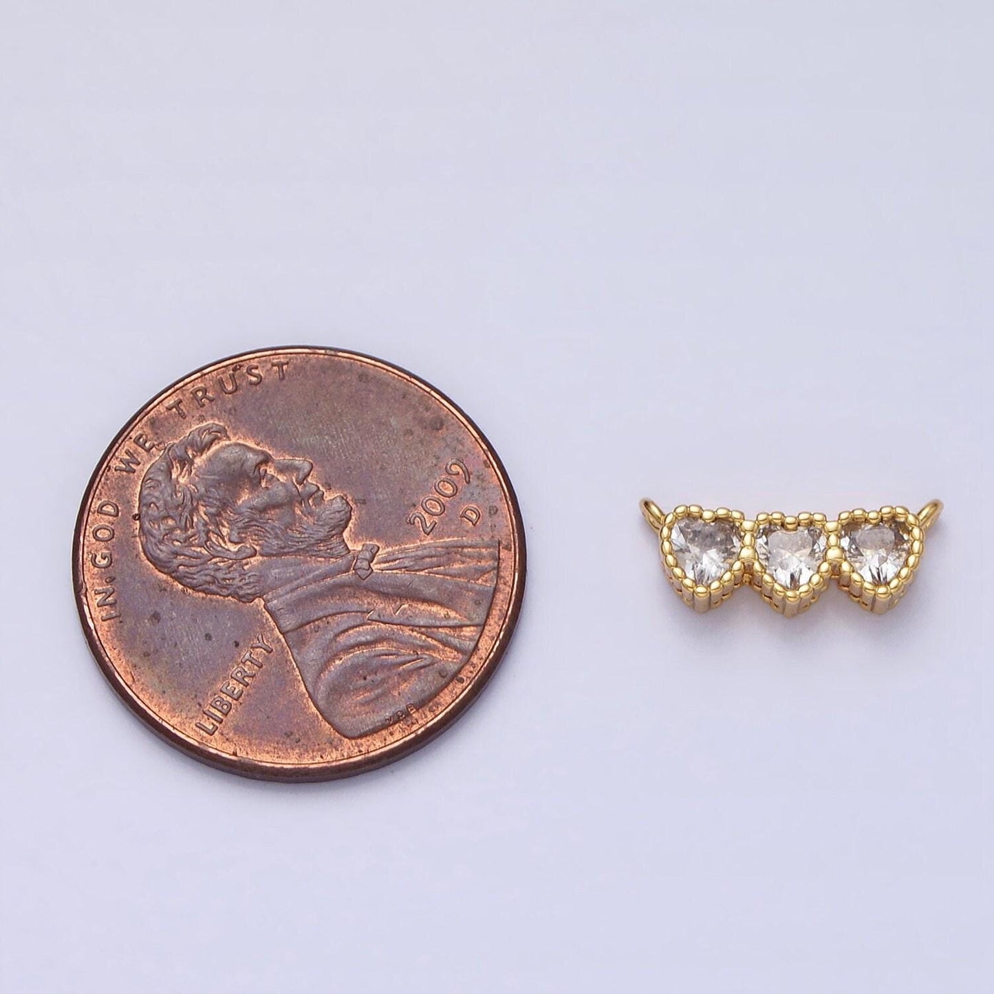 Dainty gold three little heart charm connector for bracelet necklace link connector jewelry making supply y-820
