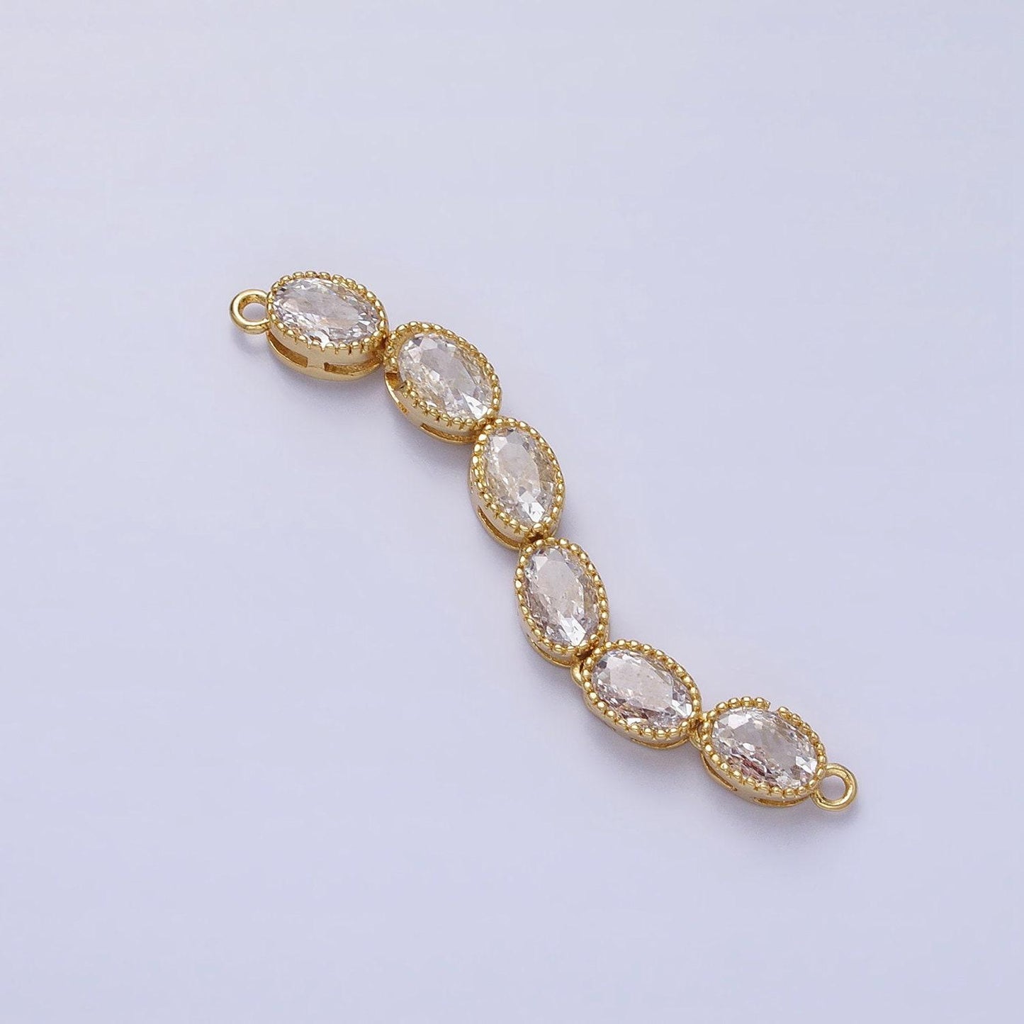 Bendable gold oval long bar connector, cz micro pave silver oval geometric link connector necklace jewelry making y-818