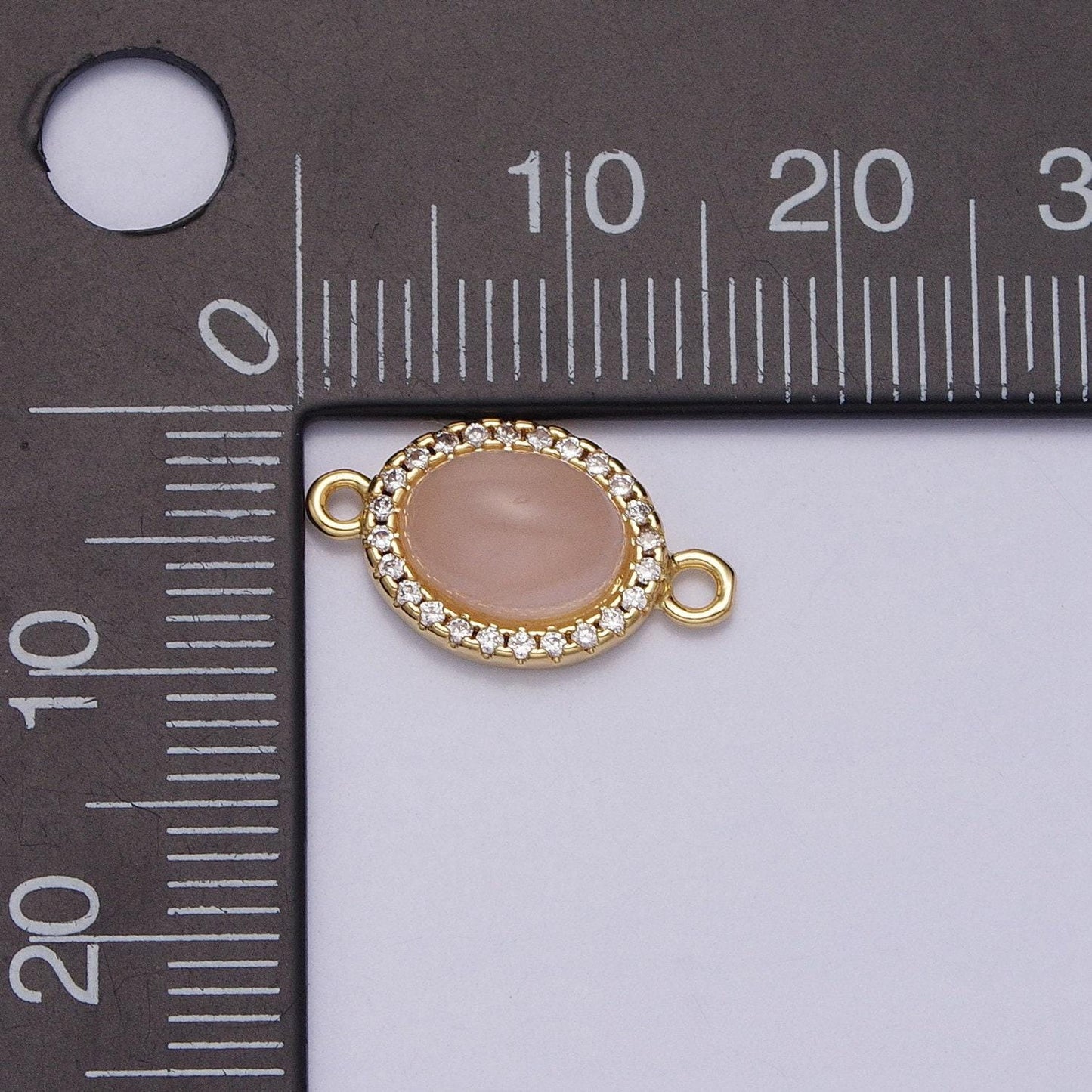 Micro paved oval natural stone charm connector double bail link connector for bracelet component | y-799, y-800