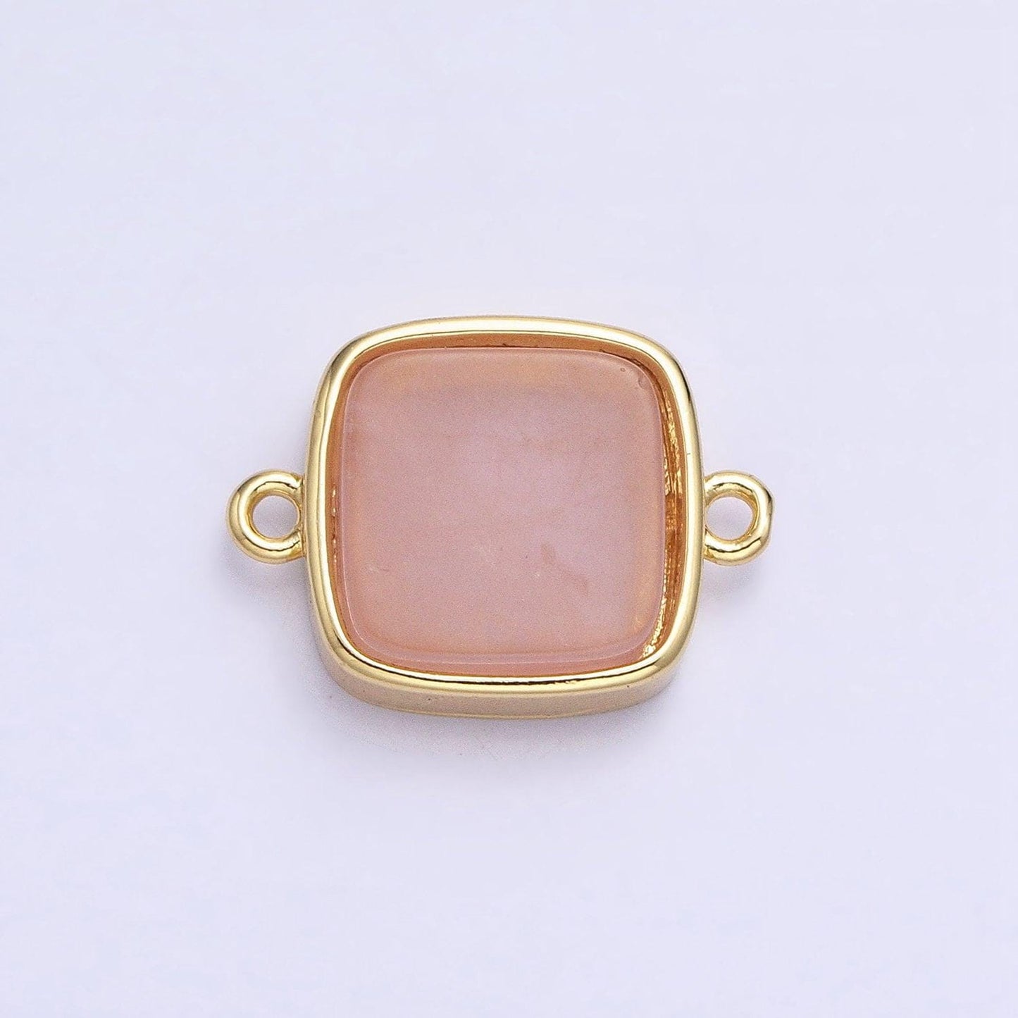 Gemstone square connector, amazonite rose quartz amethyst 24k gold filled charm connector nature stone cabochon link connector y-797 y-798