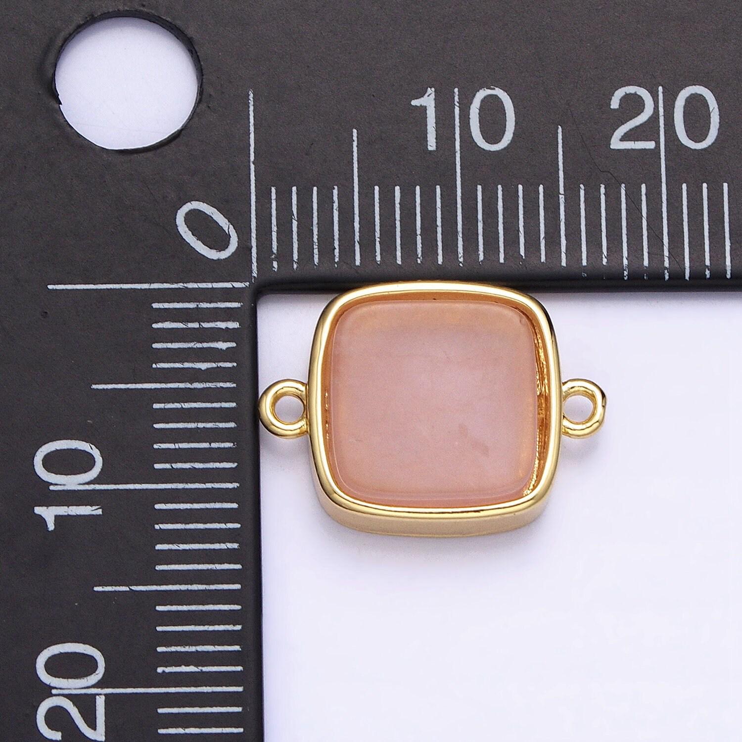 Gemstone square connector, amazonite rose quartz amethyst 24k gold filled charm connector nature stone cabochon link connector y-797 y-798