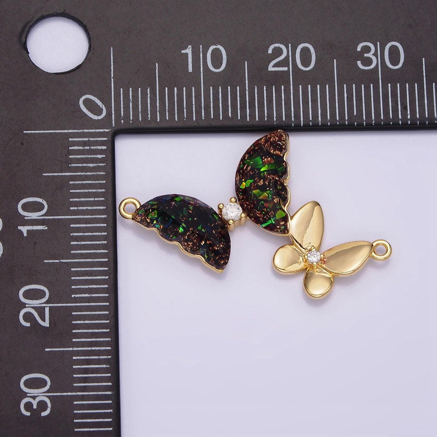 Black iridescent butterfly link connector gold butterfly charm connector for jewelry making supplies, bracelet butterfly charms g654