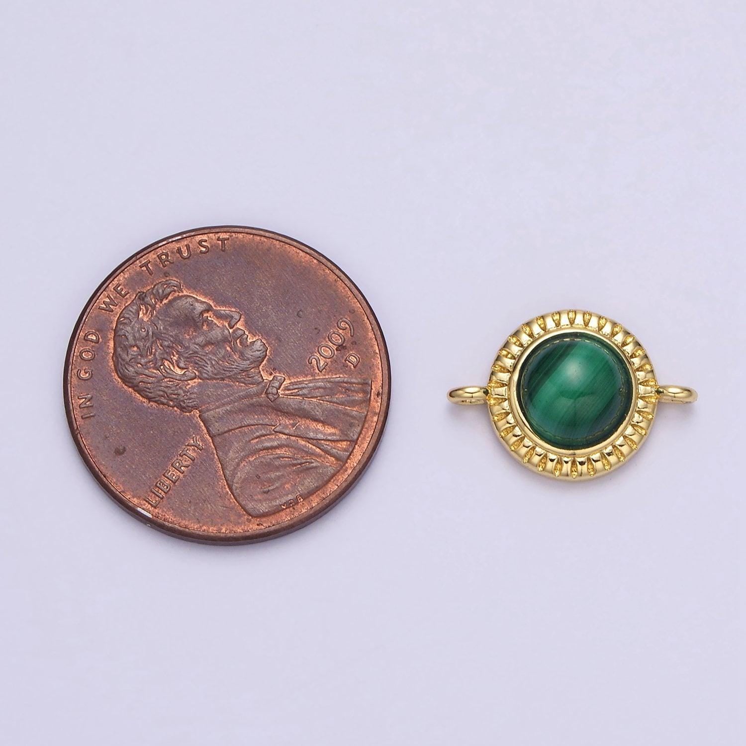 14k gold filled 10mm round natural gemstone link connector for bracelet charm connector natural stone | y738 - y749