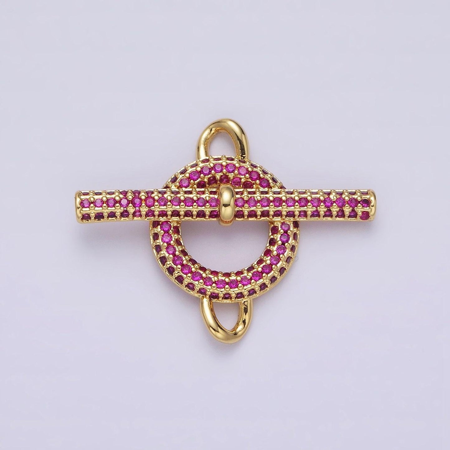 Round circular toggle clasp connector, 14k gold plated green micro pave cz toggle clasp inspired end clasp for bracelet closure | y-734