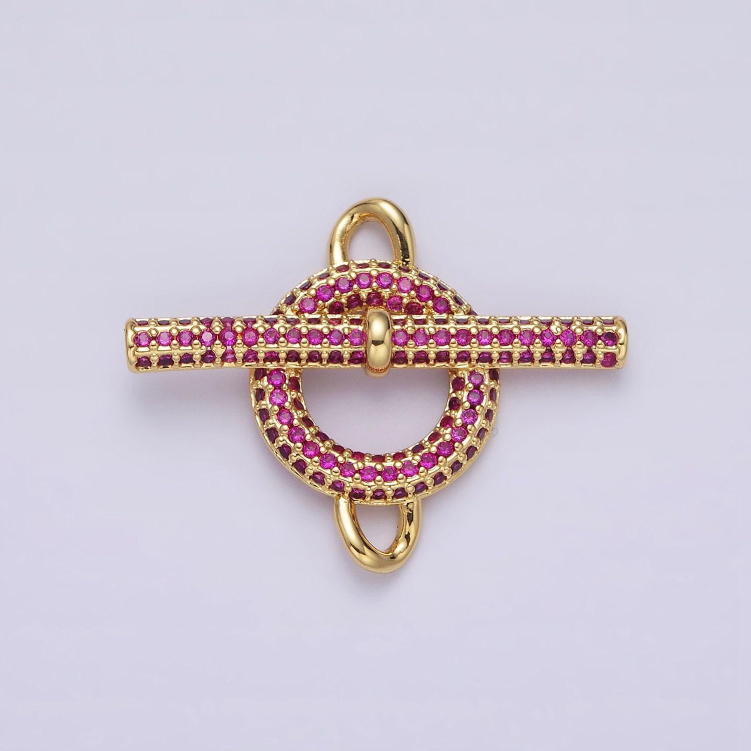 Round circular toggle clasp connector, 14k gold plated green micro pave cz toggle clasp inspired end clasp for bracelet closure | y-734