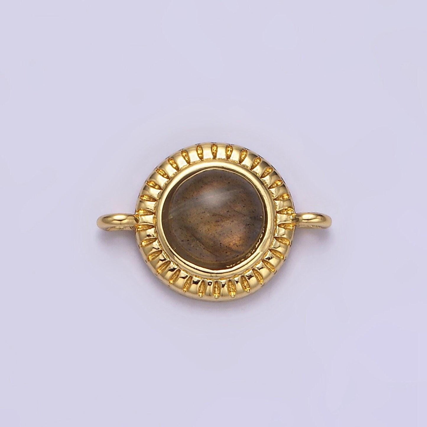 14k gold filled 10mm round natural gemstone link connector for bracelet charm connector natural stone | y738 - y749