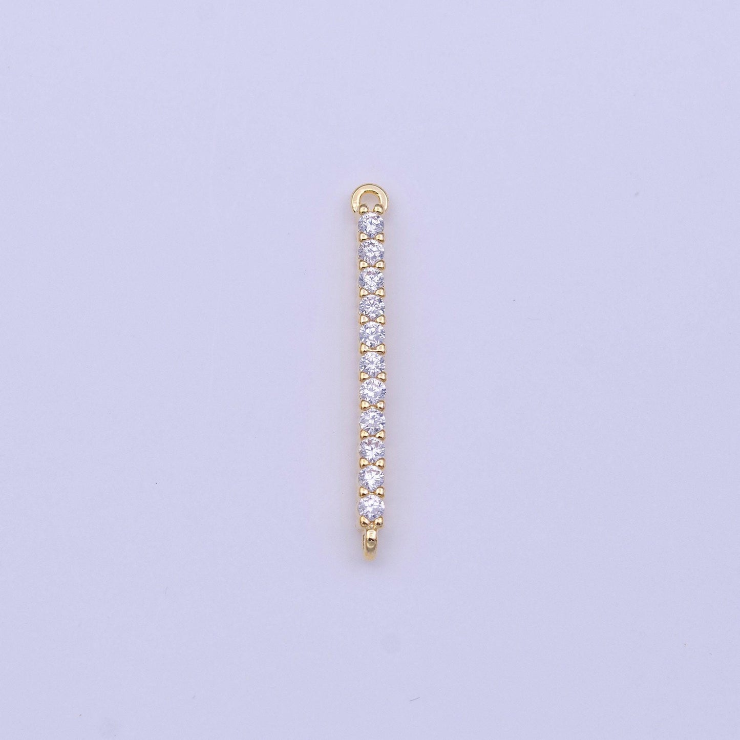 24k gold filled mini micro paved clear cz needle line bar gold charm | y652