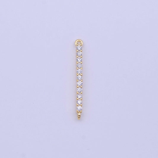 24k gold filled mini micro paved clear cz needle line bar gold charm | y652