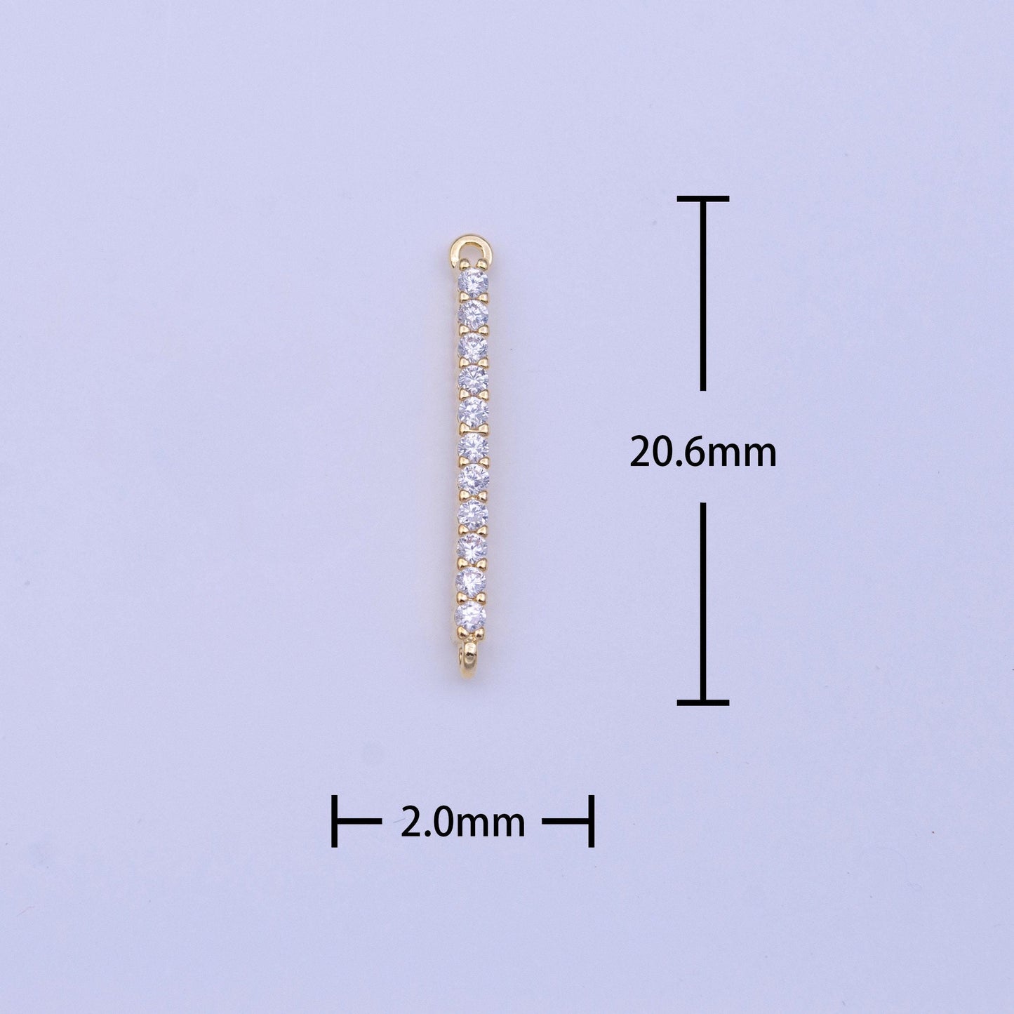 24k gold filled mini micro paved clear cz needle line bar gold charm | y652