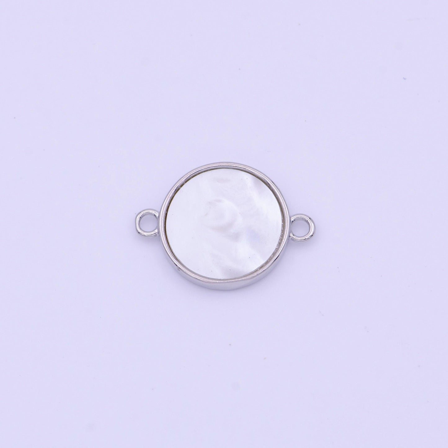 Gold bezel charm connector, coin pearl charms, double loop link connector for minimalist jewelry making supply