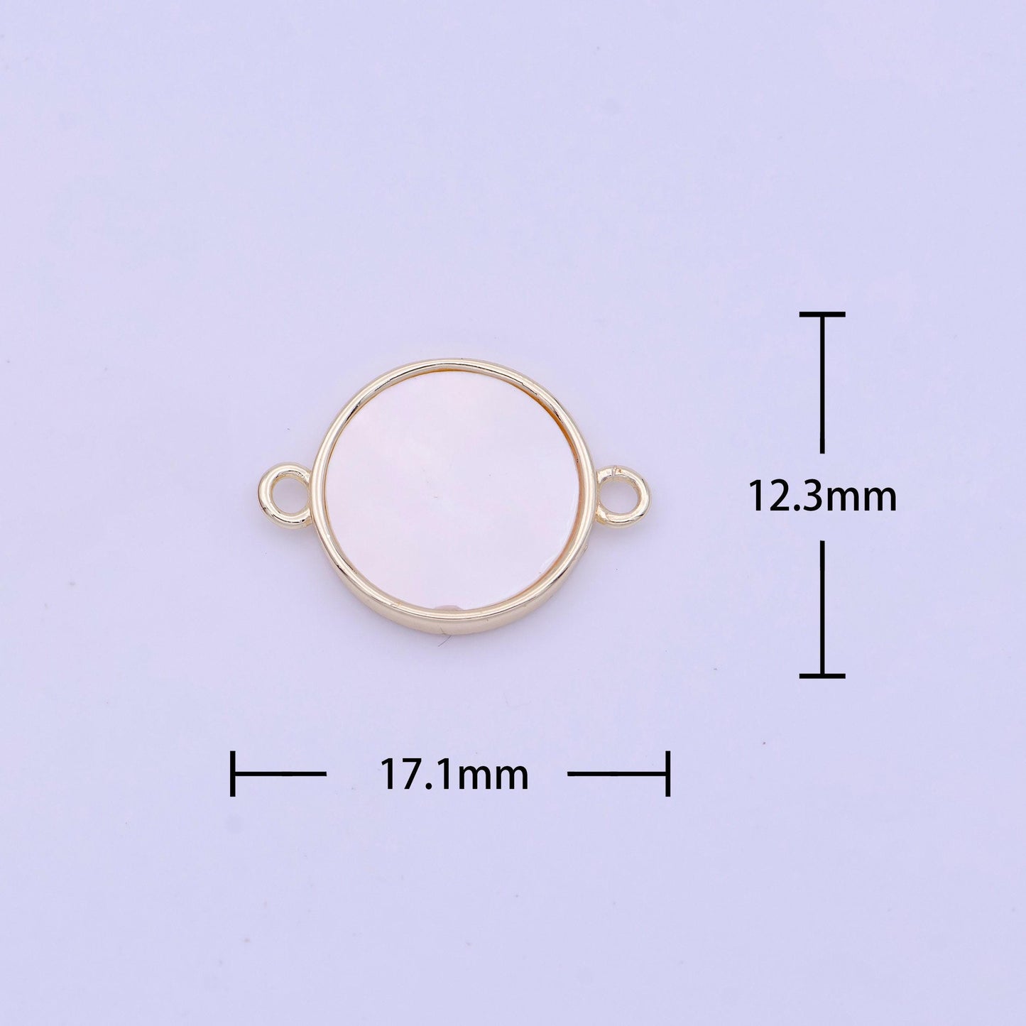 Gold bezel charm connector, coin pearl charms, double loop link connector for minimalist jewelry making supply